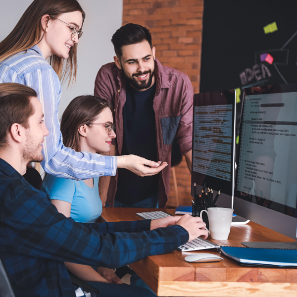 Our team collaborating on cloud and app projects